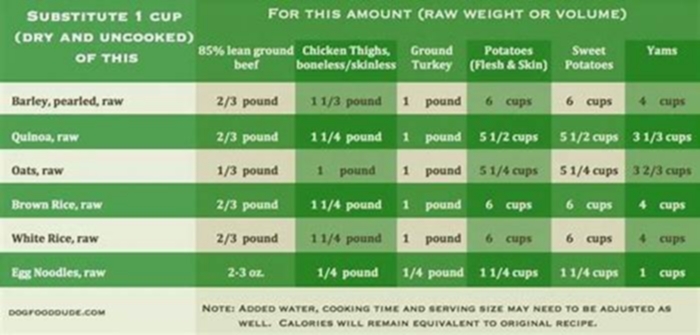 homemade dog food serving size